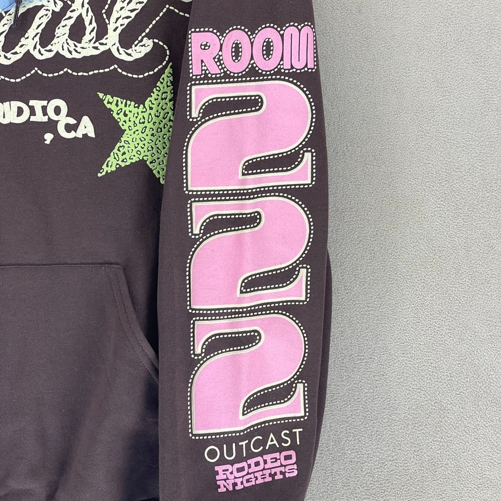 Outcast Rodeo Nights Hoodie Brown Women's Large Graphic Print Western Cowboy Hat - Picture 9 of 14